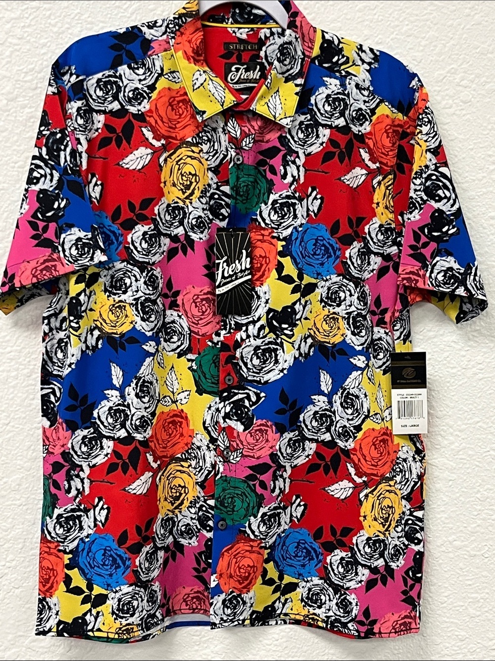 Fresh Prints of Bel Air Vibrant Red Yellow and Blue Floral Shirt
#1081